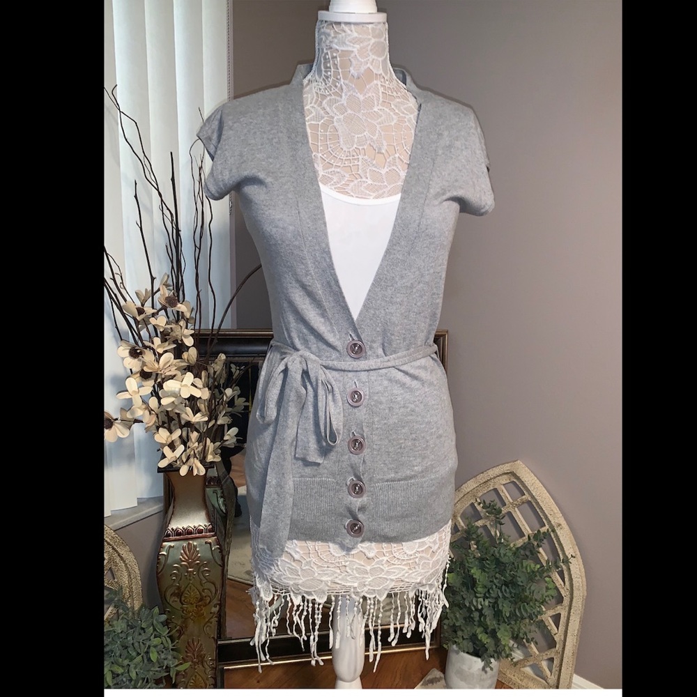 Fitted Short Sleeve Cardigan w/ Belt